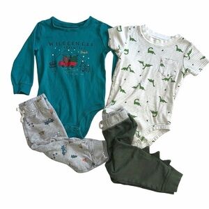 Carter's Teal and White Dinosaur Bodysuit Set